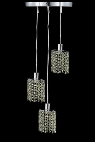 C121-1383D-R-E-TO/RC By Elegant Lighting Mini Collection 3 Light Pendants Chrome Finish