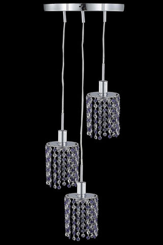 C121-1383D-R-R-BO/RC By Elegant Lighting Mini Collection 3 Light Pendants Chrome Finish