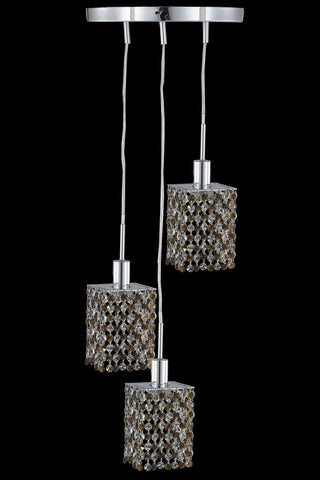 C121-1383D-R-S-BO/RC By Elegant Lighting Mini Collection 3 Light Pendants Chrome Finish