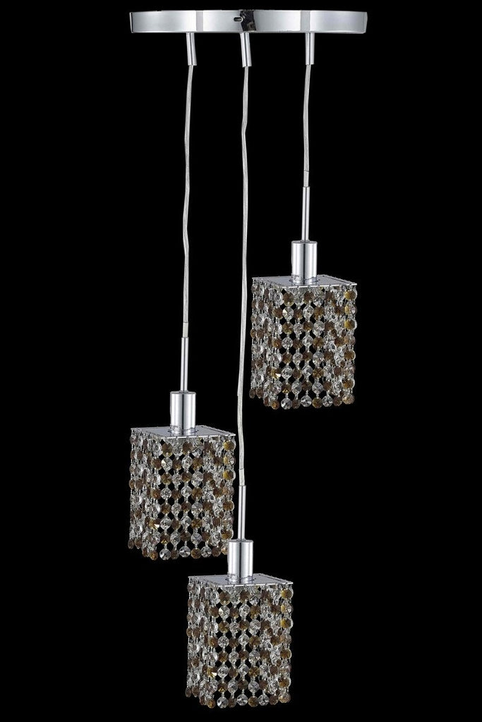 C121-1383D-R-S-TO/RC By Elegant Lighting Mini Collection 3 Light Pendants Chrome Finish