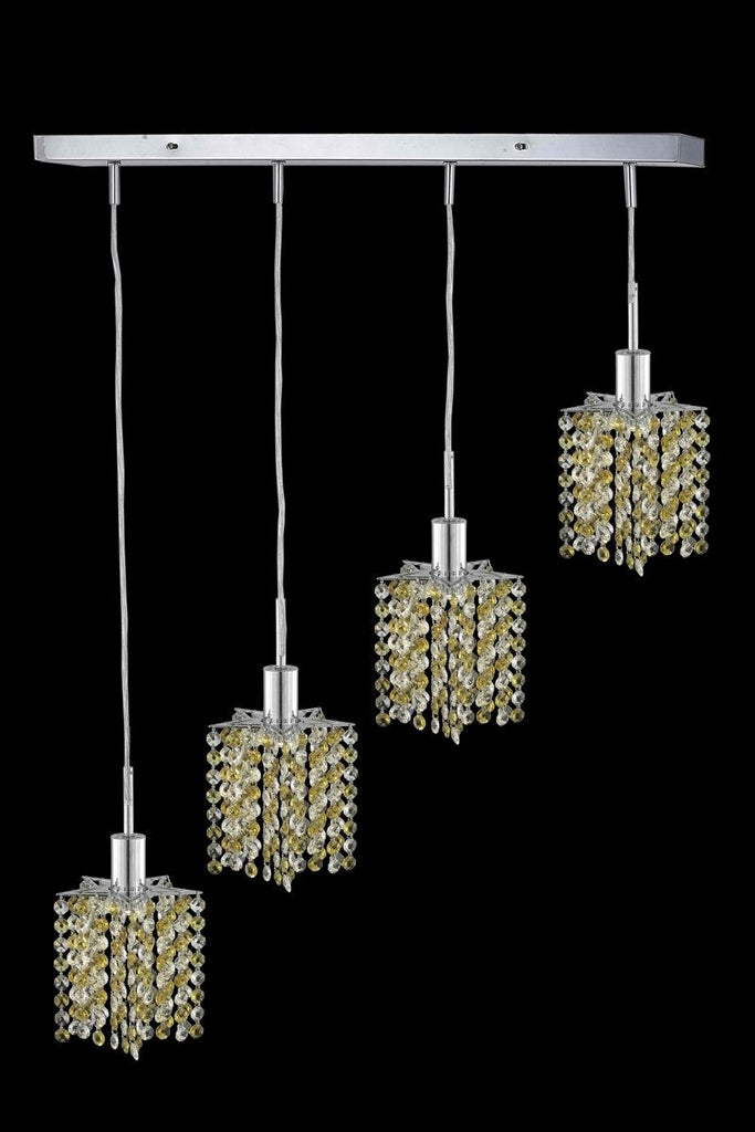 C121-1384D-O-P-GT/RC By Elegant Lighting Mini Collection 4 Light Pendants Chrome Finish