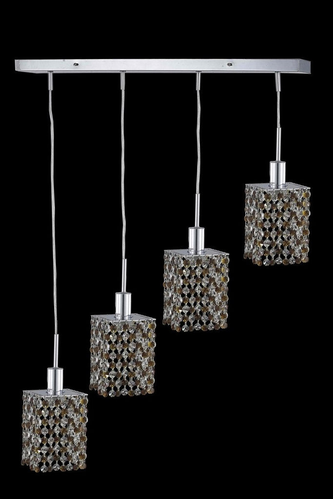 C121-1384D-O-S-GT/RC By Elegant Lighting Mini Collection 4 Light Pendants Chrome Finish