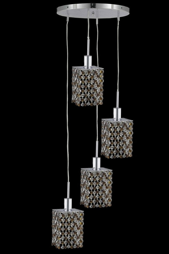 C121-1384D-R-S-BO/RC By Elegant Lighting Mini Collection 4 Light Chandeliers Chrome Finish