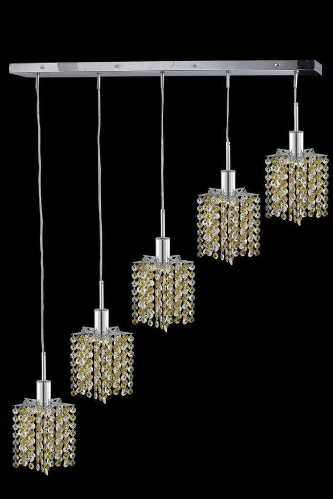 C121-1385D-O-P-BO/RC By Elegant Lighting Mini Collection 5 Light Chandeliers Chrome Finish