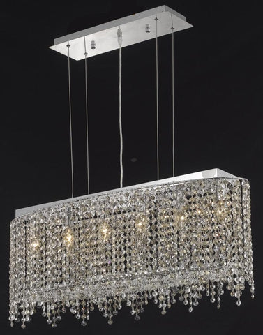 C121-1392D32C-LP/RC By Elegant Lighting Moda Collection 6 Light Chandeliers Chrome Finish