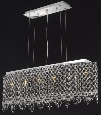 C121-1392D38C-LT/RC By Elegant Lighting Moda Collection 6 Light Chandeliers Chrome Finish