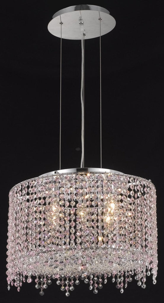 C121-1393D18C-LP/RC By Elegant Lighting Moda Collection 5 Light Chandeliers Chrome Finish