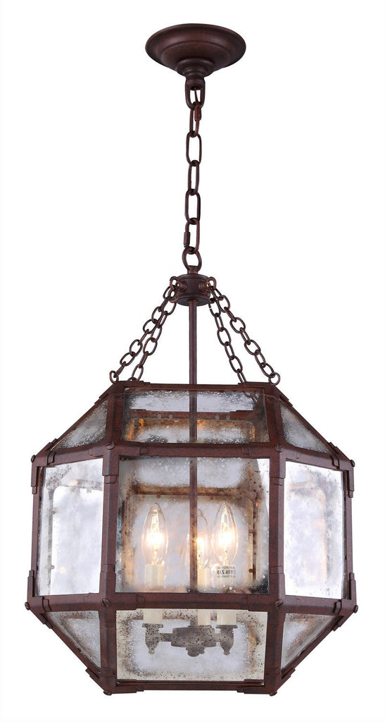 C121-1413D14SR By Elegant Lighting - Gordon Collection Saddle Rust Finish 3 Lights Pendant lamp