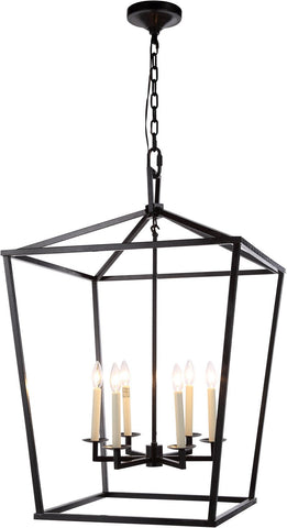 C121-1422D24VB By Elegant Lighting - Denmark Collection Vintage Bronze Finish 6 Lights Pendant Lamp