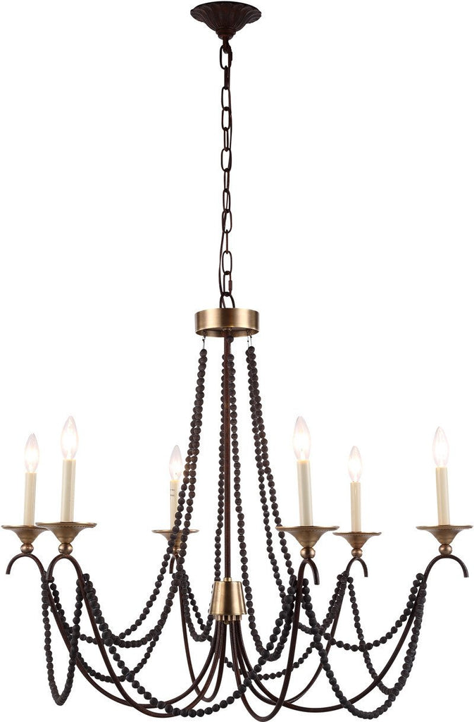 C121-1429D33RG By Elegant Lighting - Georgia Collection Gold Finish 6 Lights Pendant Lamp