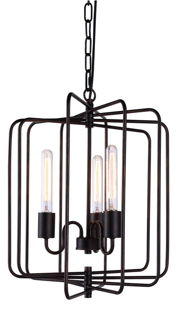 C121-1454D16DB By Elegant Lighting - Lewis Collection Dark Bronze Finish 3 Lights Pendant lamp