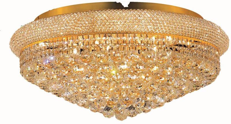 ZC121-V1800F28G/EC By Elegant Lighting - Primo Collection Gold Finish 15 Lights Flush Mount