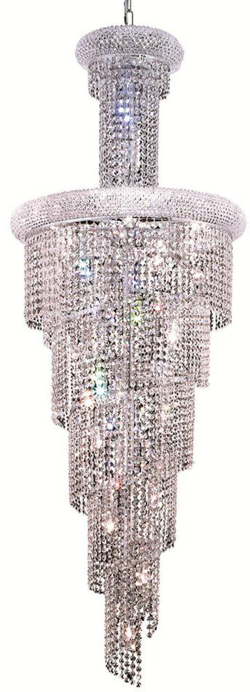 ZC121-V1800SR22C/EC By Elegant Lighting - Spiral Collection Chrome Finish 22 Lights Foyer/Hallway