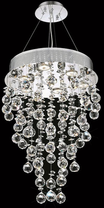 C121-2006D16C(LED)/EC By Elegant Lighting - Galaxy Collection Chrome Finish 7 Lights Dining Room