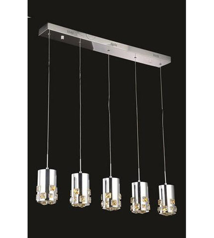 C121-2055D5O/RC By Elegant Lighting Broadway Collection 5 Light Pendant Chrome Finish