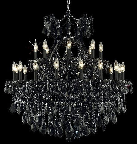 C121-2800D36B/RC By Elegant Lighting Maria Theresa Collection 24 Light Chandeliers Black Finish