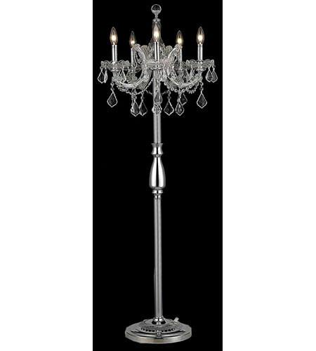 C121-2800FL19C-GT/RC By Elegant Lighting Maria Theresa Collection 5 Light Floor Lamp Chrome Finish