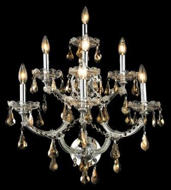 C121-2801W7C-GT By Regency Lighting-Maria Theresa Collection Chrome Finish 7 Lights Wall Sconce