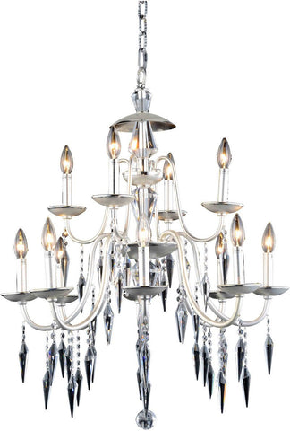 C121-5006D28PS/EC By Elegant Lighting - Gracieux Collection Polished Silver Finish 12 Lights Dining Room