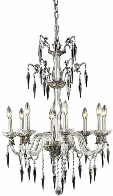 C121-5808D25PW/EC By Elegant Lighting - Grande Collection PEWTER Finish 8 Lights Dining Room