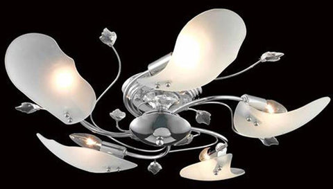 C121-7445F26C/EC By Elegant Lighting - Petal Collection Chrome Finish 5 Lights Flush Mount