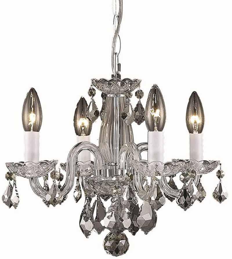 C121-7804D15C/RC+SH By Elegant Lighting Rococo Collection 4 Light Dining Room Chrome Finish