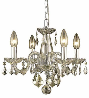 C121-7804D15GS-GS/RC+SH By Elegant Lighting Rococo Collection 4 Light Dining Room Golden Shadow Finish
