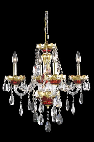 ZC121-7810D19G/EC By Regency Lighting Alexandria Collection 4 Light Chandeliers Gold/Red Finish