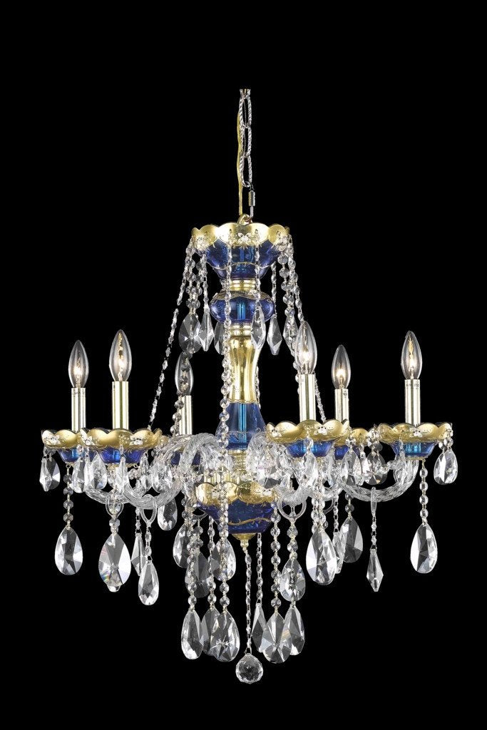 ZC121-7810D24BE/EC By Regency Lighting Alexandria Collection 6 Light Chandeliers Blue Finish