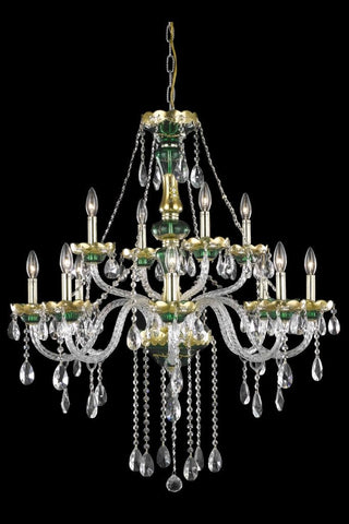 C121-7810G33GN/RC By Elegant Lighting Alexandria Collection 12 Light Chandeliers Green Finish