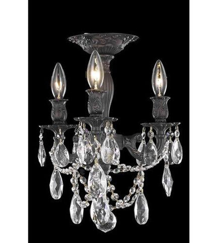 C121-8203F13DB/RC By Elegant Lighting Rosalia Collection 3 Light Flush Mount Dark Bronze Finish