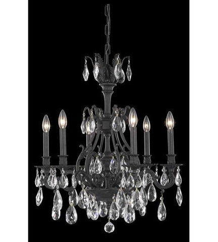 C121-8606D24DB/RC By Elegant Lighting Monarch Collection 6 Light Dining Room Dark Bronze Finish