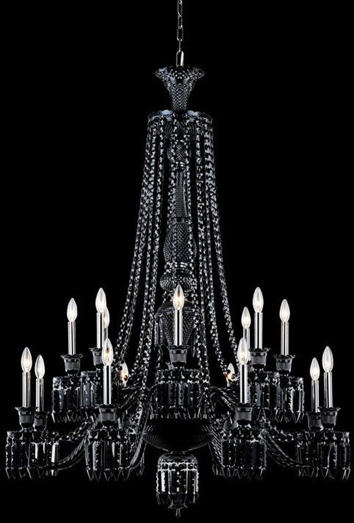 C121-8916G42B-JT/EC By Elegant Lighting - Majestic Collection Black Finish 16 Lights Foyer/Hallway