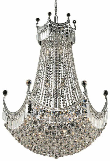 ZC121-V8949D30C/EC By Elegant Lighting - Corona Collection Chrome Finish 24 Lights Dining Room