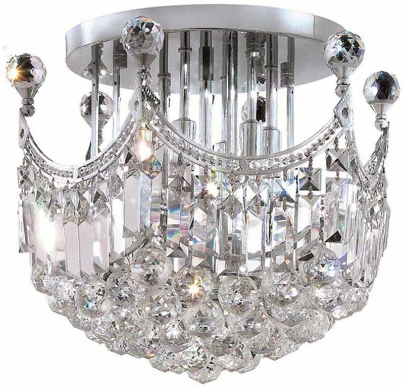 ZC121-V8949F16C/EC By Elegant Lighting - Corona Collection Chrome Finish 6 Lights Flush Mount