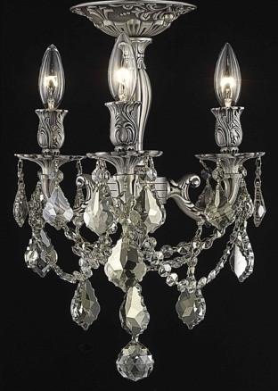 C121-9203F13PW-GT/RC By Elegant Lighting Rosalia Collection 3 Light Flushmount Pewter Finish