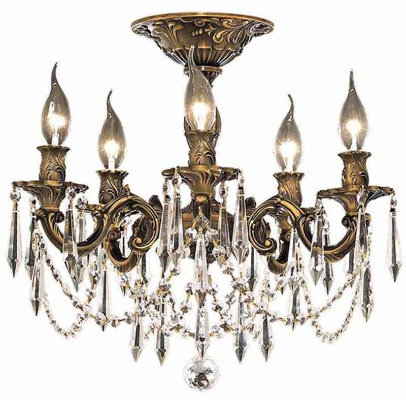 ZC121-9205F18AB/EC By Regency Lighting - Rosalia Collection Antique Bronze Finish 5 Lights Flush Mount