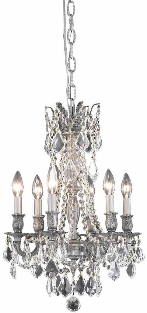 C121-9206D16PW/RC By Elegant Lighting Rosalia Collection 6 Light Pendant Pewter Finish