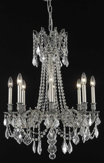 C121-9208D24PW/RC By Elegant Lighting Rosalia Collection 8 Light Chandeliers Pewter Finish