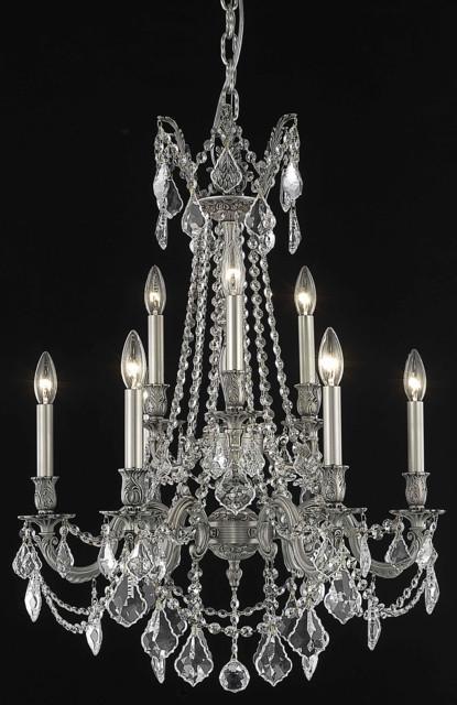 C121-9209D23PW/RC By Elegant Lighting Rosalia Collection 9 Light Chandeliers Pewter Finish