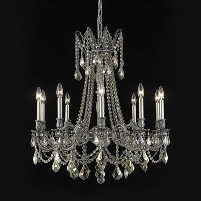 C121-9210D28DB-GT/RC By Elegant Lighting Rosalia Collection 10 Lights Chandelier Dark Bronze Finish