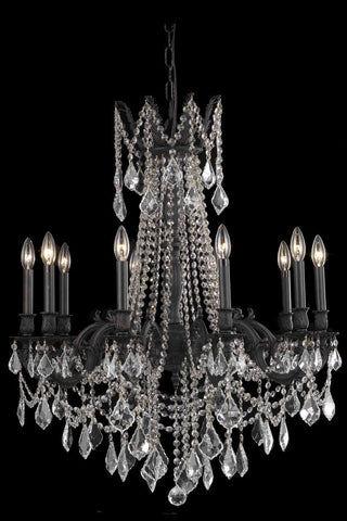 C121-9210D28DB/RC By Elegant Lighting Rosalia Collection 10 Light Chandeliers Dark Bronze Finish