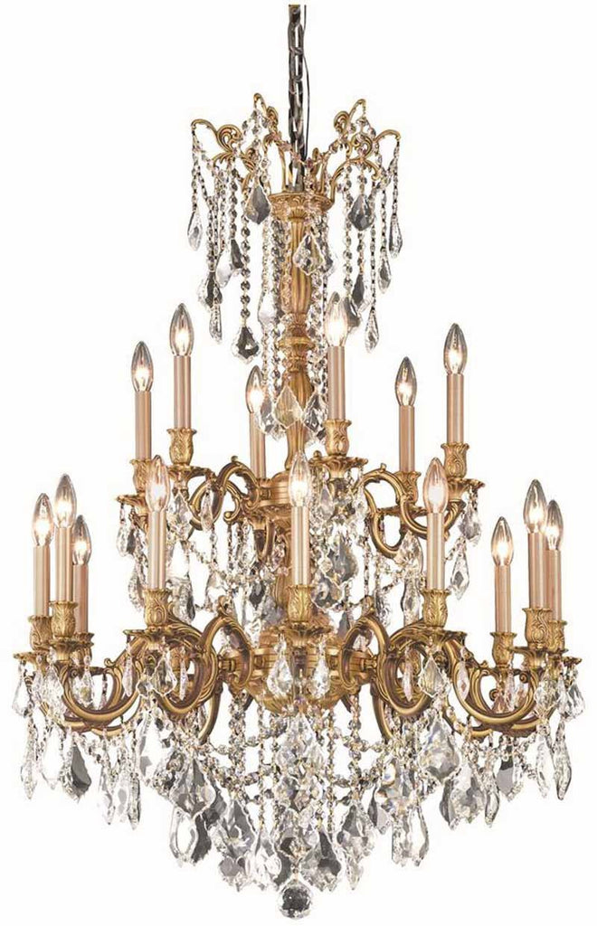 C121-9218D32FG/RC By Elegant Lighting Rosalia Collection 18 Light Dining Room French Gold Finish