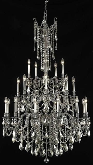 C121-9225G38PW-GT/RC By Elegant Lighting Rosalia Collection 25 Light Chandeliers Pewter Finish