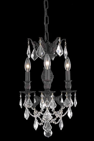 C121-9503D13DB/RC By Elegant Lighting Marseille Collection 3 Lights Chandelier Dark Bronze Finish