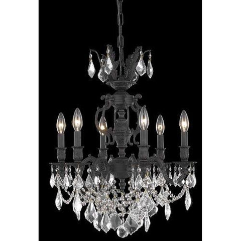 C121-9506D20DB-GS/RC By Elegant Lighting Marseille Collection 6 Lights Chandelier Dark Bronze Finish