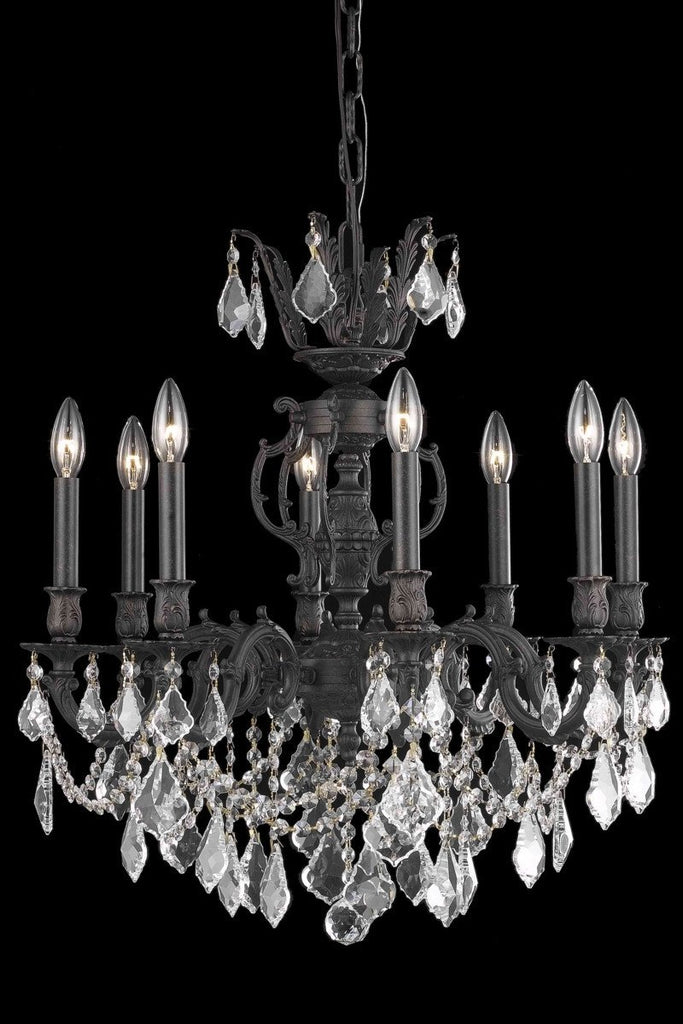 C121-9508D24DB/RC By Elegant Lighting Marseille Collection 8 Light Chandeliers Dark Bronze Finish