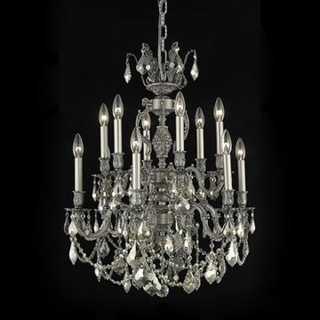 C121-9512D24DB-GS/RC By Elegant Lighting Marseille Collection 12 Lights Chandelier Dark Bronze Finish
