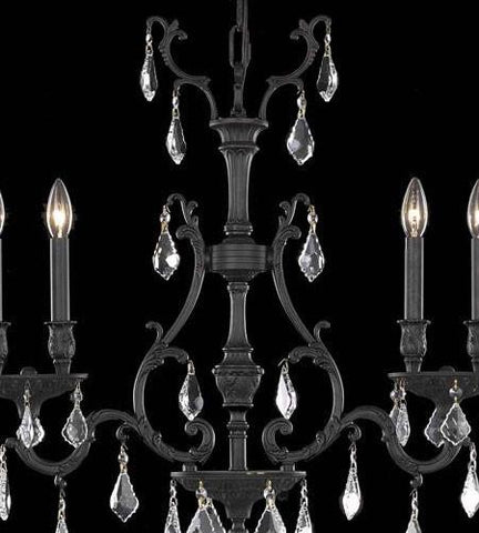 C121-9604D26DB+SH-1E31S/RC By Elegant Lighting Monarch Collection 4 Light pendant Dark Bronze Finish