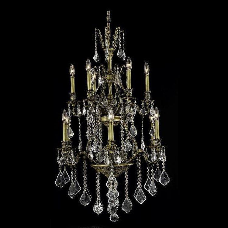 C121-9612D27AB-GS/RC By Elegant Lighting Monarch Collection 12 Lights Chandelier Antique Bronze Finish